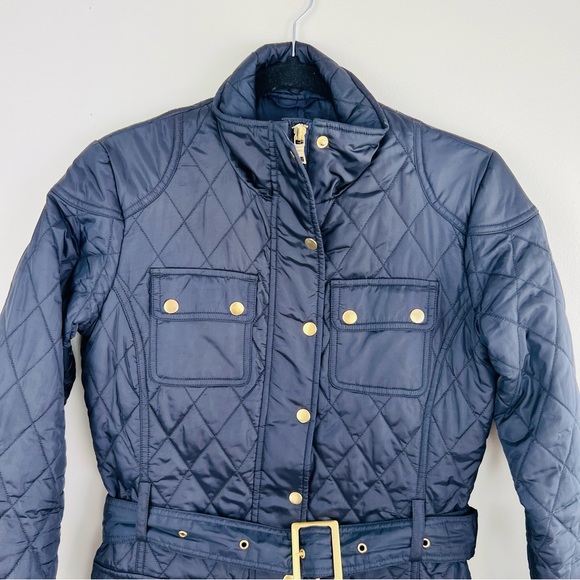 ❌SOLD ❌Banana Republic Navy Blue Quilted Patch Pocket Lightweight  Belted Jacket - Picture 9 of 15